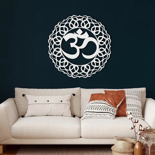 Vista 12 de DEKADRON Arte de pared de metal, decoración de Om de metal, regalos de yoga, símbolo de aum, arte de pared OM, decoración de estudio de yoga
