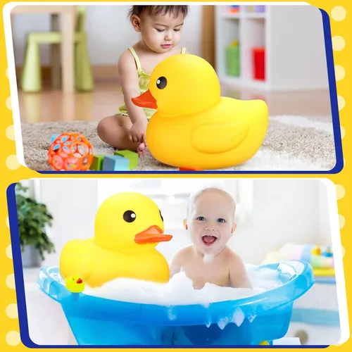Vista 5 de Leitee Pato de Goma Gigante Amarillo de 13" Enorme Grande Gigante Pato de Goma de Baño Divertido Fiesta de Revelación de Género Flotante Piscina