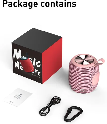 Vista 7 de Altavoces Bluetooth portátiles inalámbricos impermeables IPX7 Bluetooth 5.0 doble emparejamiento mini altavoz de ducha, sonido envolvente estéreo