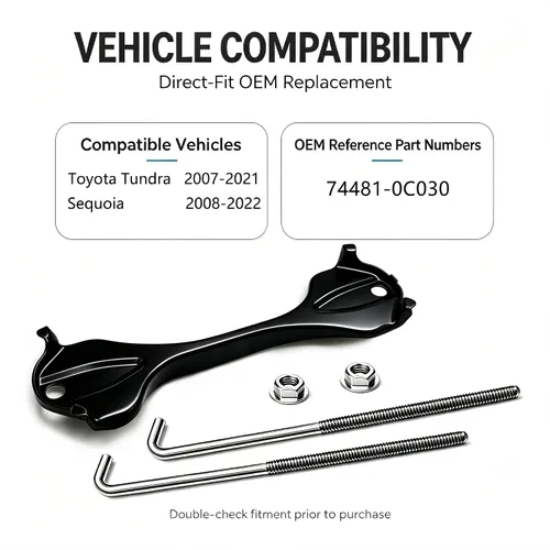 Vista 2 de Batería de sujeción, compatible con Toyota Tundra 2007-2021, Sequoia 2008-2022 Heavy-Duty 16 Ga. Steel Bracket,304 Stainless Steel J-hooks &