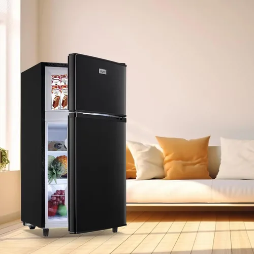 Vista 7 de WANAI - Refrigerador compacto de 3.5 pies cúbicos, diseño de 2 puertas, termostato ajustable, estantes ajustables y extraíbles, adecuado