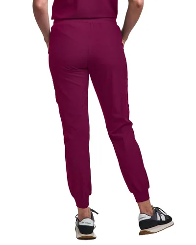 Vista 5 de Green Town - Conjunto de ropa quirúrgica para mujer, pantalón jogger y camiseta con cuello en V, 5 bolsillos, banda de yoga, uniforme de enfermería