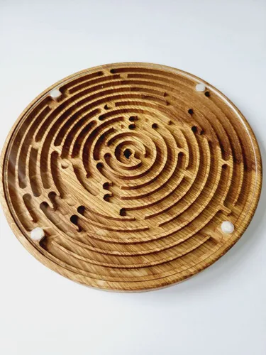 Vista 4 de Wooden Labyrinth Game double-sided Maze with three Steel Marble, Gift for Kids for Adults, Maze Brain Table Activity