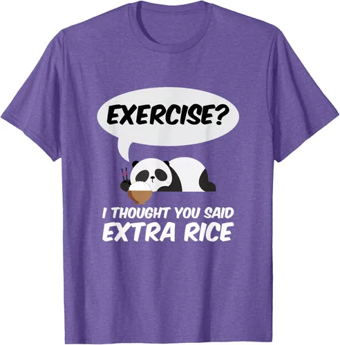 Vista 6 de ¿Ejercicio? I Thought You Said Extra Rice Panda Gift T-Shirt, Negro, S