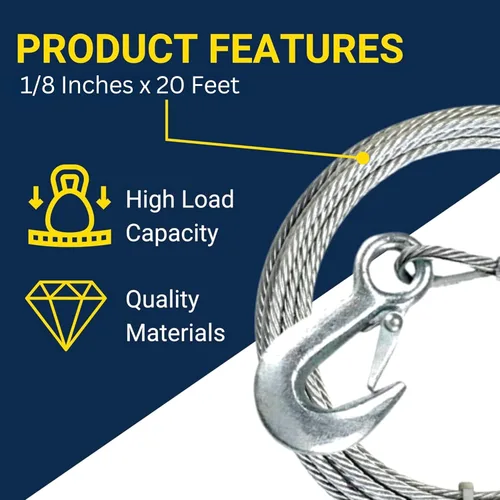Vista 2 de Tie Down Engineering 59380 - Cable de cabrestante (1/8 pulgadas x 20 pies)