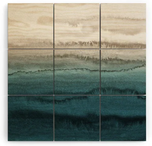 Vista 43 de Society6 Monika Strigel - Mural de pared de madera de sirena de verano de mediados de siglo, 4 x 4 pies, multicolor