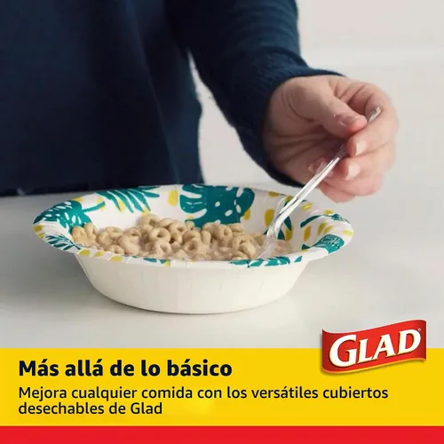 Vista 4 de Glad Tenedores de plástico transparente, 24 unidades Tenedores de plástico transparente resistentes para uso diario