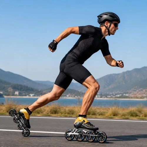 Vista 6 de Patines de velocidad en línea para adultos para hombres y mujeres, patines profesionales de fitness y carreras para adultos, patinaje de alto Negro