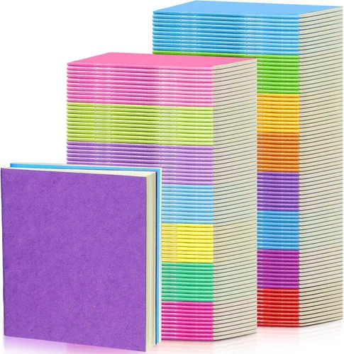 Vista 9 de Thenshop Paquete de 150 mini cuadernos a granel pequeños de bolsillo en blanco para niños de 4 x 4 pulgadas, diarios sin forro, cuadernos