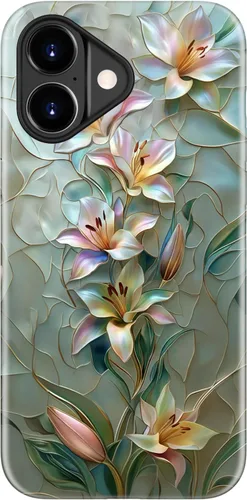 Vista 38 de LUMARKE Funda para iPhone 14/iPhone 13, lindo Y2K floral, carga inalámbrica Mosaico Tortuga Shell