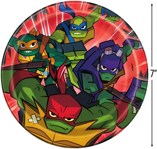 Vista 3 de Platos redondos de papel de postre - 7 pulgadas Tortugas Ninja Mutantes Adolescentes 8 piezas