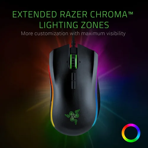 Vista 3 de Razer Mamba Elite Mouse para juegos con sensor óptico 5G de 16.000 DPI y 9 botones programables, factor de forma ergonómico, Chroma alimentado