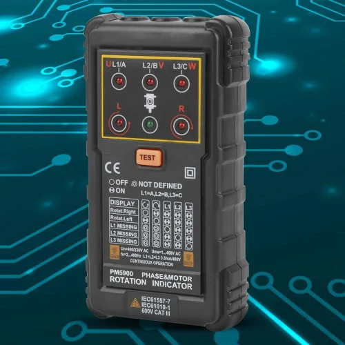 Vista 8 de Probador de rotación de motor trifásico portátil de mano Probador de rotación de motor para instalar reparación mantenimiento sistema trifásico