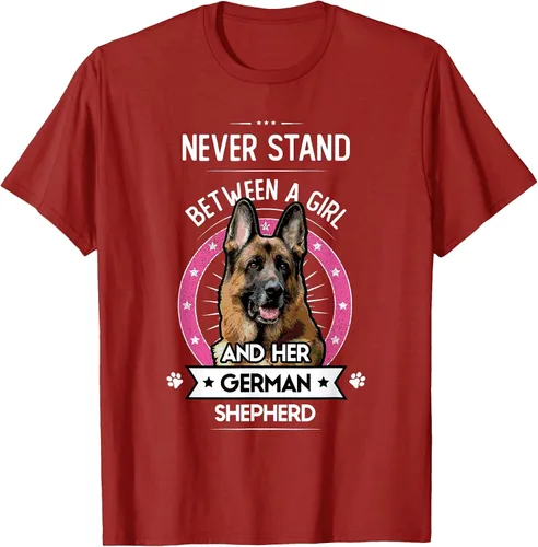 Vista 17 de Never Stand Between A Girl and Her German Shepherd T-Shirt Asphalt Grey