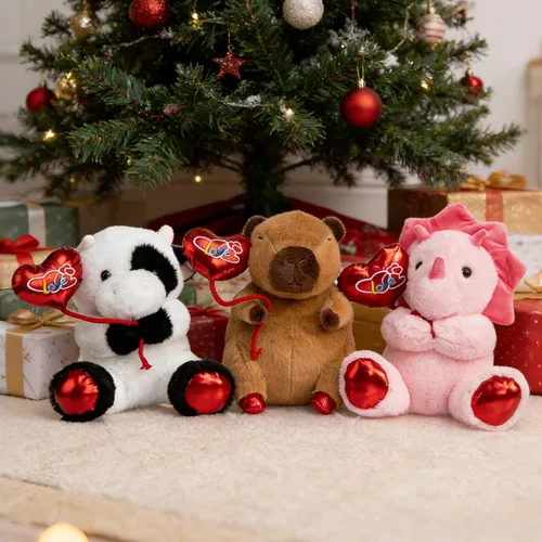 Vista 8 de HollyHOME Capybara - Peluche de San Valentín Capybara con globo rojo de amor para niños y novia, aniversario, San Valentín, cumpleaños, regalos