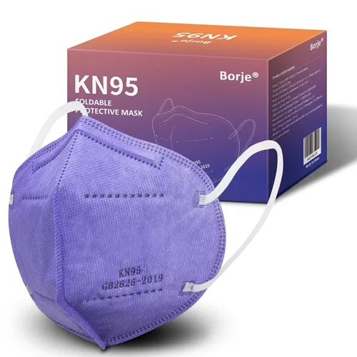 Vista 10 de Borje Mascarillas KN95, 50 unidades, envueltas individualmente, protección de 5 capas, mascarillas KN95 negras, mascarillas desechables para adultos