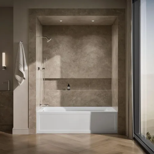 Vista 4 de Kohler 1125-LA-0 Archer® 72.4 in x 36.0 in baño alcobólico, drenaje izquierdo, Blanco Biscuit