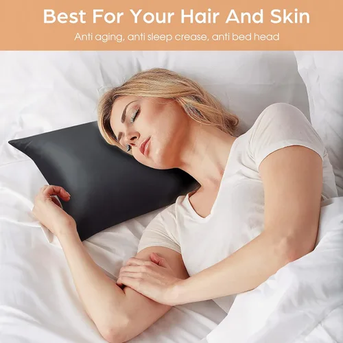 Vista 2 de Funda de almohada de seda para cabello y piel, paquete de 2 fundas de almohada 100% seda de morera 25 momme, 600 hilos, fundas de almohada de seda