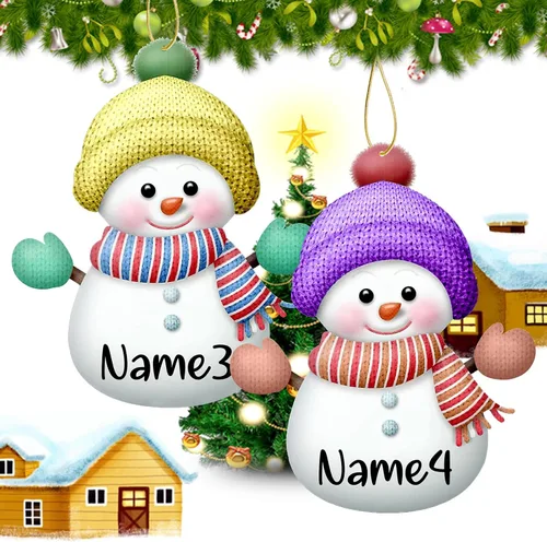 Vista 4 de 7 adornos de Navidad personalizados con nombre personalizado muñeco de nieve para árbol de Navidad, decoraciones colgantes regalos personalizados