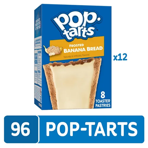 Vista 6 de Pop-Tarts - Tostadas, alimentos para el desayuno, bocadillos para niños, pan de plátano glaseado (96 Pop-Tarts)