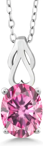 Vista 75 de Gem Stone King Collar de plata de ley 925 con piedra natal ovalada de 0.354 x 0.276 in Collar con colgante solitario para mujer Con cadena
