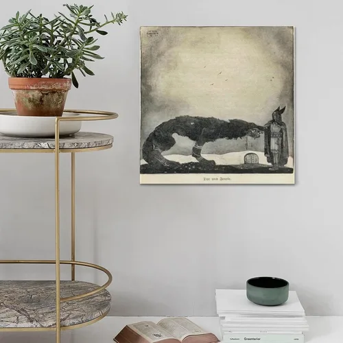 Vista 5 de Póster de John Bauer (Tyr y Fenrir) de pinturas famosas, póster artístico y arte de pared, póster moderno para decoración de dormitorio familiar, 12