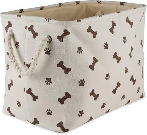 Vista 21 de Bone Dry Pet Storage Collection - Estampado de patas y huesos, rectángulo pequeño, 14 x 8 x 9 pulgadas, color negro