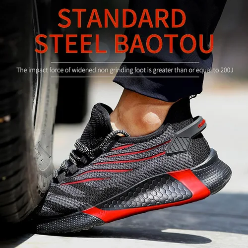 Vista 5 de Zapatos de trabajo de seguridad ligeros con cordones antideslizantes para mujer, con puntera de acero, zapatos de tenis industriales