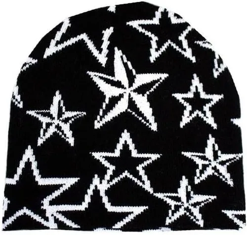 Vista 2 de Pooyikoi Sombrero de punto para hombres y mujeres, gorra de calidad, gorro cálido Harajuku, gorro gótico, patrón de araña, lana, acrílico, Y2k