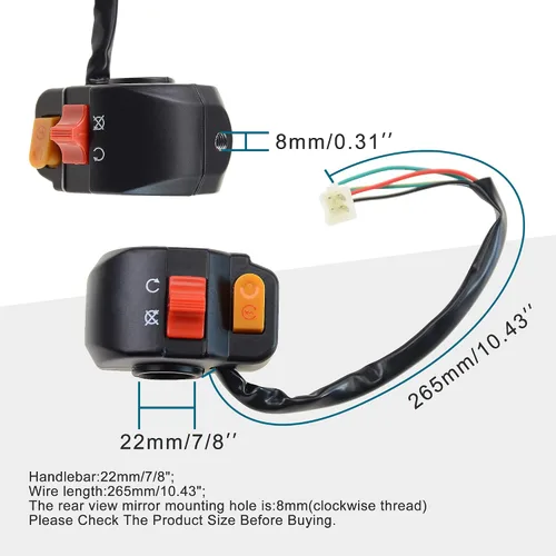 Vista 2 de GOOFIT Botón universal de interruptor de faro delantero de montaje en manillar derecho de 7/8 pulgadas con interruptor de encendido de repuesto