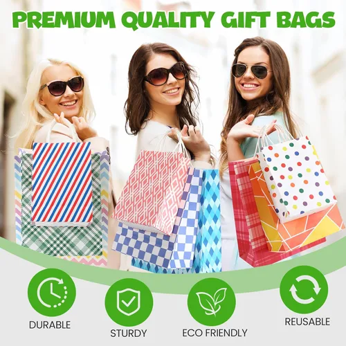 Vista 5 de Tenceur 28 bolsas de regalo de varios tamaños, bolsas de regalo de papel a granel, bolsa de favor de fiesta con asa para bodas, día de San Valentín