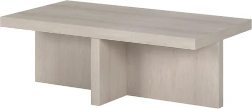 Vista 5 de Henn&Hart - Mesa de centro escandinava de 44 pulgadas, color blanco haya El estilo de pedestal atemporal se combina con una superficie generosa