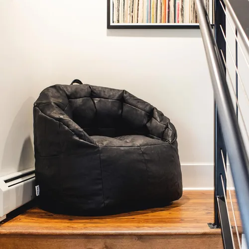 Vista 2 de Big Joe Milano - Silla de Puf con Cuero Montana Negro Vibe