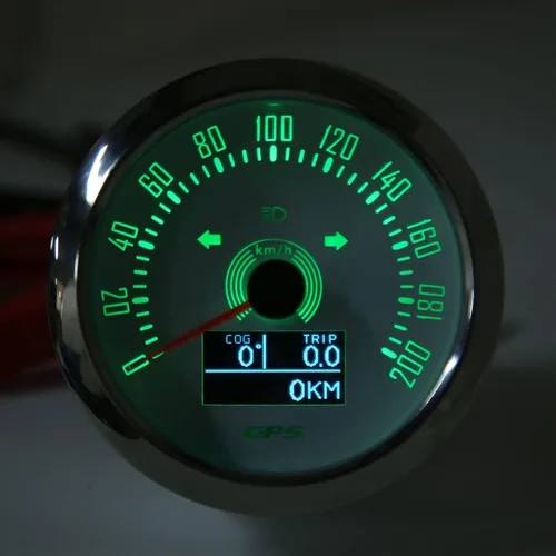 Vista 9 de Velocímetro tacómetro 3 en 1, 200 MPH, 3.346 in, 9-32 V, 7 colores, retroiluminado, antivaho universal para barco, coche, caravana, motocicleta