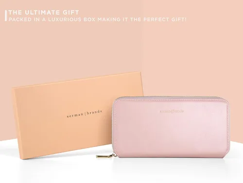 Vista 6 de SERMAN BRANDS Billeteras clásicas de embrague para mujer con bloqueo RFID. Cartera con soporte para teléfono