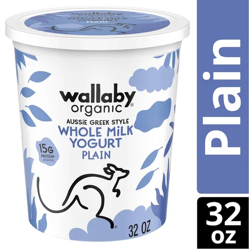 Vista 3 de Wallaby Organic Yogur de leche entera griega australiana, liso, 32 onzas, orgánico USDA