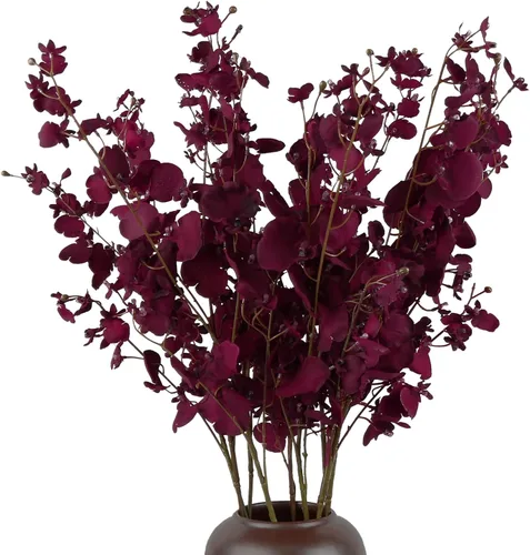 Vista 10 de Flores de orquídeas artificiales, 10 unidades (cada una de 37 pulgadas) orquídeas artificiales de tallo largo, flores artificiales de seda falsas