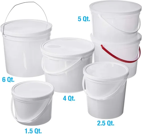 Vista 7 de Consolidated Plastics Cubo con asa, polipropileno, 1.5 cuartos de galón, blanco, 10 piezas