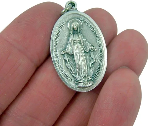 Vista 3 de Regalos devocionales y medallas de plata con colgante de medalla milagrosa de Nuestra Señora de la Gracia