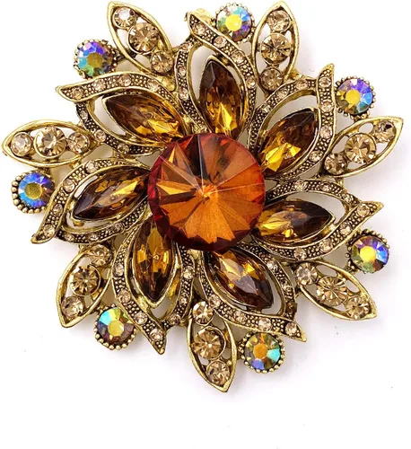 Vista 18 de LAXPICOL Broche Vintage de Flores Elegante con Cristales Austríacos para Mujer Negro