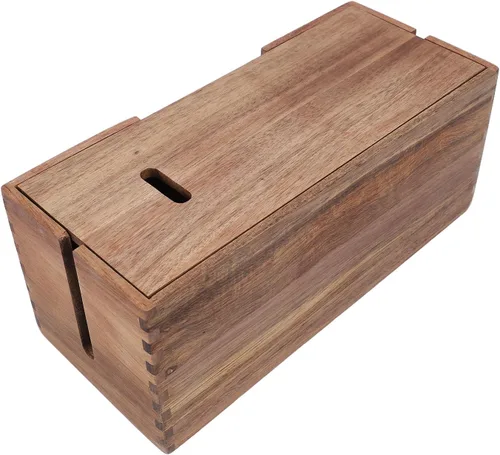 Vista 8 de Yosoo Health Gear Wood Cable Management Box, Premium Wooden Cord Hider Organizer for Power Strip and TV Wires, with Simple Design for Desk Floor