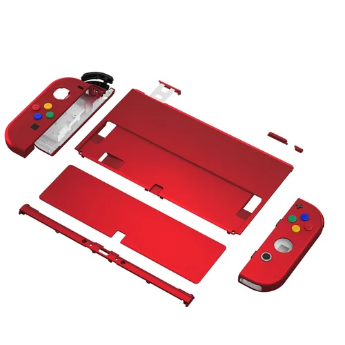 Vista 4 de eXtremeRate DIY Full Set Shell Buttons for Nintendo Switch OLED, Soft Touch Replacement Console Back Plate & Kickstand, Custom Case Housing for