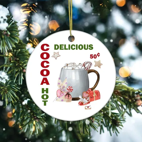 Vista 2 de Cheyan Adorno de Navidad de barra de cacao caliente, adorno de árbol de Navidad para decoración del hogar de Navidad, adorno colgante de Navidad