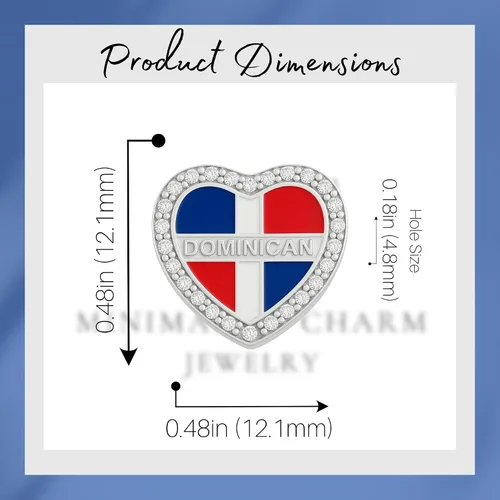 Vista 5 de Mapa del corazón dominicano y dije redondo, dije de regalo de República Dominicana, plata esterlina, regalo para esposa, mujeres, amigos, familia