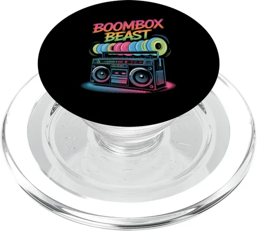 Vista 7 de Boombox Beast Retro 80s Hip Hop Old School PopSockets Adhesive PopGrip