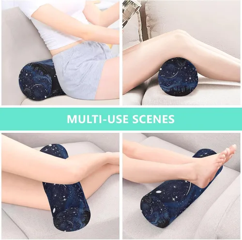 Vista 7 de Kigai Almohada cervical de espuma viscoelástica para aliviar el dolor, almohada cervical redonda con funda extraíble lavable para soporte lumbar