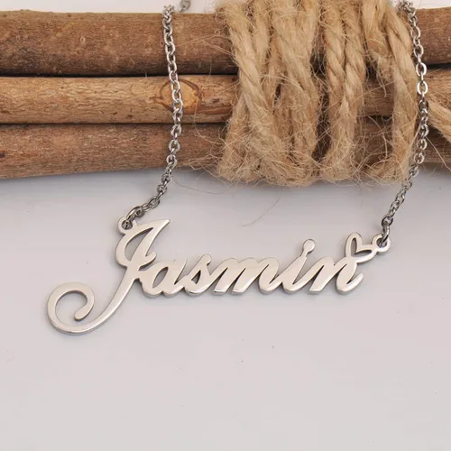 Vista 3 de Aoloshow Collar personalizado con nombre de corazón personalizado con cualquier nombre, joyería de acero inoxidable para mujer, regalo de graduación