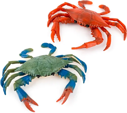 Vista 9 de AUEAR Cangrejo de plástico para decoración, criaturas artificiales de la vida marina, animales simulados, regalo creativo, rojo, paquete de 2
