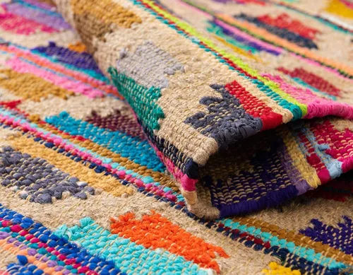 Vista 7 de Unique Loom Chindi Trellis Collection Southwestern, geométrico, moderno, colores brillantes (8 x 11 pies, rectangular, multicolor y beige)