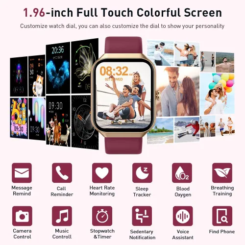 Vista 2 de Reloj inteligente (respuesta/hacer llamadas), reloj inteligente HD de 1.96 pulgadas para hombres y mujeres, rastreador de actividad física 2025